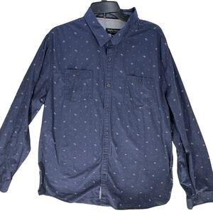 Eighty Eight Platinum Button Up Shirt Mens XXL Blue All Over Print Long Sleeve